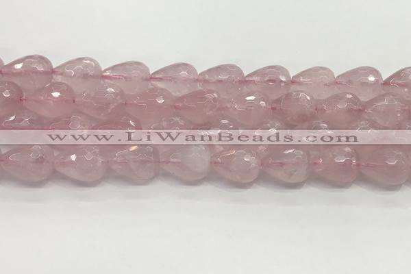 CTR158 15.5 inches 12*16mm faceted teardrop rose quartz beads