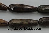 CTR30 15.5 inches 10*30mm faceted teardrop bronzite gemstone beads