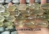 CTR352 15.5 inches 15*25mm faceted teardrop lemon quartz beads