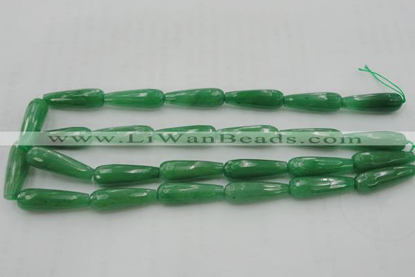 CTR36 15.5 inches 10*30mm faceted teardrop gree aventurine beads