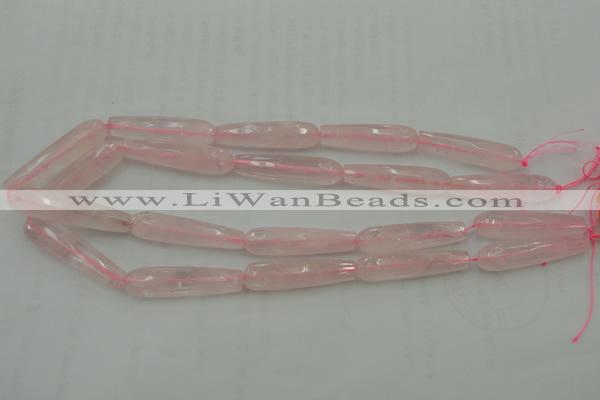 CTR40 15.5 inches 10*40mm faceted teardrop rose quartz beads