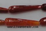 CTR46 15.5 inches 10*40mm faceted teardrop natural fire agate beads