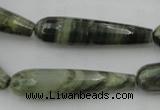 CTR49 15.5 inches 10*40mm faceted teardrop green hair stone beads