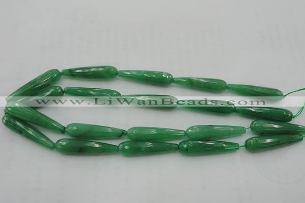 CTR50 15.5 inches 10*40mm faceted teardrop green aventurine beads