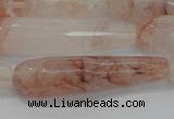 CTR57 15.5 inches 10*40mm faceted teardrop pink quartz beads