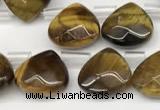 CTR611 Top drilled 10*10mm faceted briolette yellow tiger eye beads