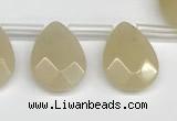 CTR663 Top drilled 10*14mm faceted briolette yellow aventurine beads