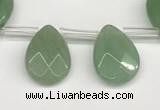 CTR666 Top drilled 10*14mm faceted briolette green aventurine beads