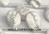 CTR673 Top drilled 10*14mm faceted briolette white howlite beads