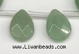 CTR696 Top drilled 12*16mm faceted briolette green aventurine beads