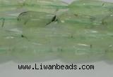 CTR72 15.5 inches 6*16mm faceted teardrop green rutilated quartz beads