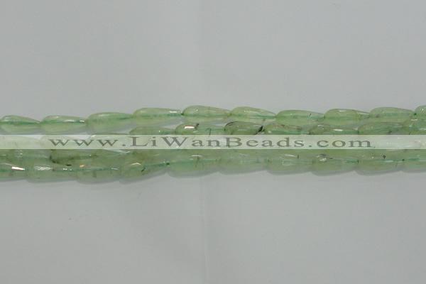 CTR72 15.5 inches 6*16mm faceted teardrop green rutilated quartz beads