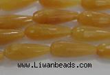 CTR75 15.5 inches 6*16mm faceted teardrop yellow jade beads