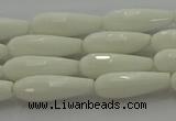 CTR83 15.5 inches 6*16mm faceted teardrop white porcelain beads