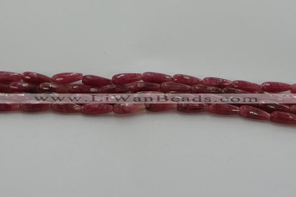 CTR86 15.5 inches 6*16mm faceted teardrop strawberry quartz beads