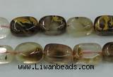 CTS56 15.5 inches 8*14mm nugget tigerskin glass beads wholesale