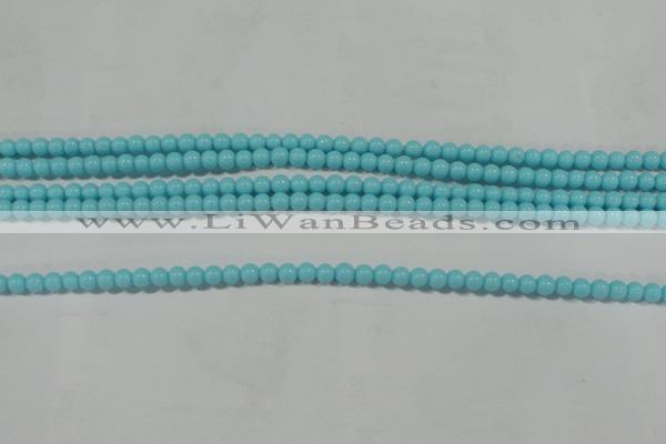 CTU1209 15.5 inches 3mm round synthetic turquoise beads