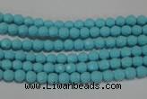 CTU1220 15.5 inches 4mm faceted round synthetic turquoise beads