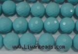 CTU1222 15.5 inches 8mm faceted round synthetic turquoise beads