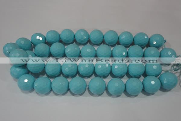 CTU1222 15.5 inches 8mm faceted round synthetic turquoise beads