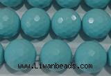 CTU1225 15.5 inches 14mm faceted round synthetic turquoise beads