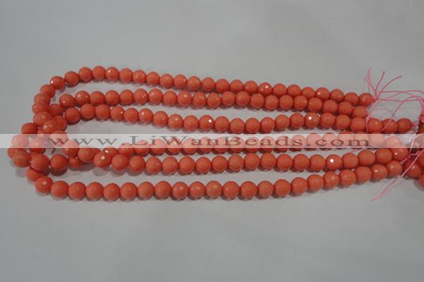 CTU1323 15.5 inches 8mm faceted round synthetic turquoise beads