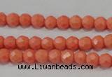 CTU1330 15.5 inches 2mm faceted round synthetic turquoise beads