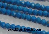 CTU1630 15.5 inches 4mm faceted round synthetic turquoise beads