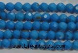 CTU1631 15.5 inches 6mm faceted round synthetic turquoise beads