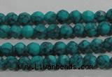 CTU1681 15.5 inches 4mm faceted round synthetic turquoise beads