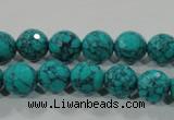 CTU1684 15.5 inches 10mm faceted round synthetic turquoise beads