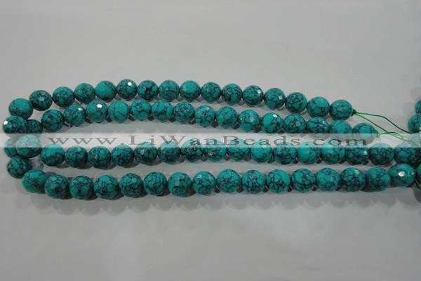 CTU1685 15.5 inches 12mm faceted round synthetic turquoise beads