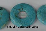 CTU1930 15.5 inches 35mm donut imitation turquoise beads