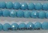 CTU2591 15.5 inches 6mm faceted round synthetic turquoise beads