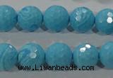 CTU2593 15.5 inches 10mm faceted round synthetic turquoise beads