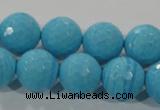 CTU2594 15.5 inches 12mm faceted round synthetic turquoise beads