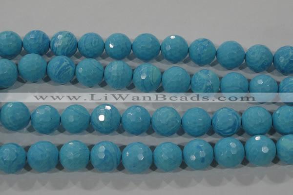 CTU2596 15.5 inches 16mm faceted round synthetic turquoise beads