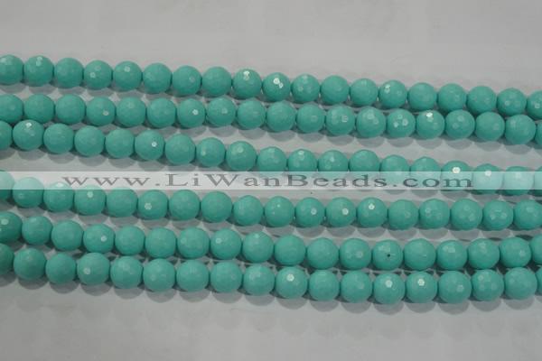 CTU2782 15.5 inches 8mm faceted round synthetic turquoise beads