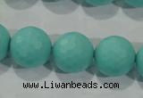 CTU2784 15.5 inches 12mm faceted round synthetic turquoise beads