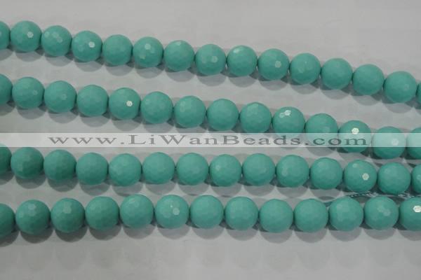 CTU2785 15.5 inches 14mm faceted round synthetic turquoise beads