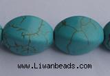 CTU28 15.5 inches 13*20mm twisted oval blue turquoise beads Wholesale