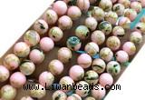 CTU3107 15 inches 4mm round gold vein howlite turquoise beads