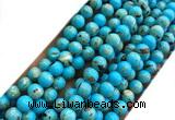 CTU3141 15 inches 4mm round gold vein howlite turquoise beads