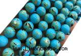 CTU3144 15 inches 10mm round gold vein howlite turquoise beads