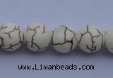 CTU36 15.5 inches 14mm round white turquoise strand beads Wholesale