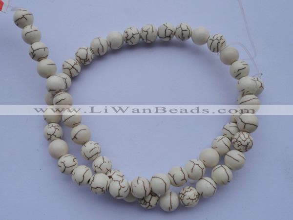 CTU36 15.5 inches 14mm round white turquoise strand beads Wholesale