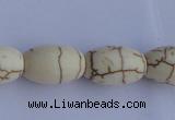 CTU38 15.5 inches 10*16mm rice shape white turquoise beads Wholesale