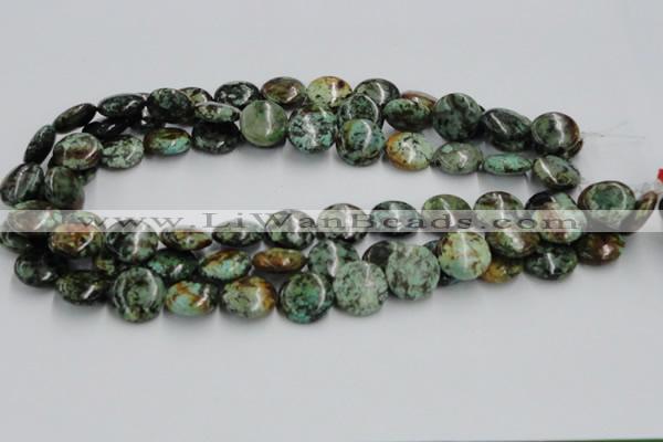 CTU416 15.5 inches 16mm flat round African turquoise beads wholesale