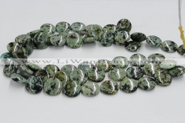 CTU417 15.5 inches 20mm flat round African turquoise beads wholesale