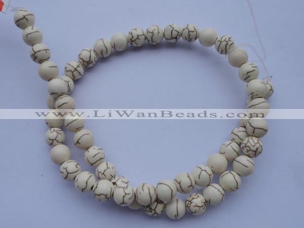 CTU69 15.5 inches 12mm round white turquoise strand beads Wholesale